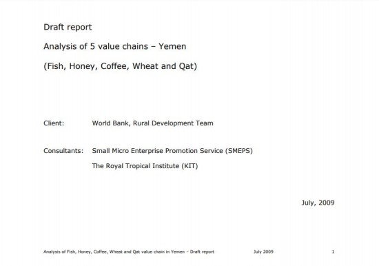 Yemen Value Chain Study 2009